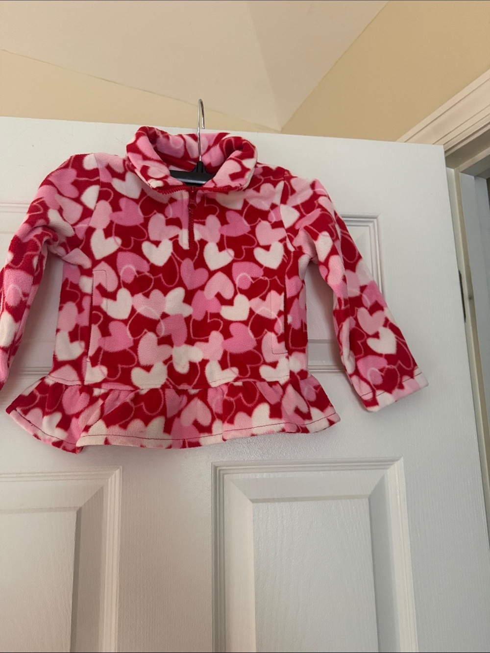 Gymboree Red & Pink Heart-Print Peplum Puffer Jacket